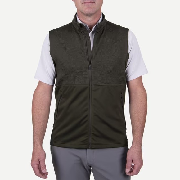 KJUS Men Delian Vest Dark Olive Sz 50/M Zip Up Golf Jacket Athletic
